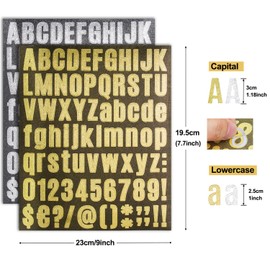 SevenFish 960pcs/12 Sheets Vinyl Letter Stickers, Waterproof Numbers Sticker Vinyl Alphabet Stickers Decal for Mailbox, Signs, Window, Car, Door, Office,Poster Board, Address Number (Gold/Silver)