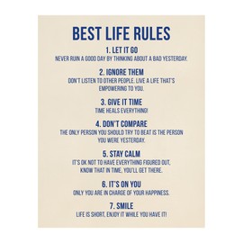 Best Life Rules- Inspirational Quotes Wall Art Decor, Modern Typographic Design Wall Sign For Home Decor, Office Decor & Classroom Decor. Great Motivational Lessons For Live. Unframed-11x14 (Biege)