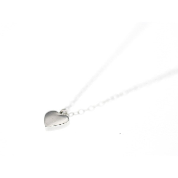 Tiny Silver Puffy Heart Choker Necklace, Dainty Cute Short 925