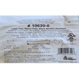Avery 15ea MS3367-6-0 AVERY DENNISON Hvy Duty Cable Tie 28in  Black 120Lbs Made in USA