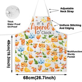 JNIAP Aperol Spritz Kitchen Apron Aperol Spritz Themed Gifts Italian Aperol Spritz Apron It's Aperol O'clock Gifts (Many Aperol ap)
