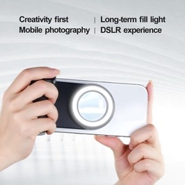 Phone Camera Grip, Magnetic Smartphone Handle BT Bracket with Remote Selfies Fill Light, Anti Shake Cell Phone Mount for Live Streaming Photography