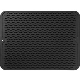 Tapete de Silicona para Secar Platos, Tapete de Secado para Encimera de Cocina, 30CM x40CM Antideslizante Estera de Secado, Alfombrilla Escurreplatos para Cocina, Encimera, Fregadero (Nergo)