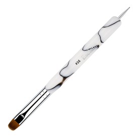 French Nail Brush, 2 Way Nail Art Brush with Dotting Tool for Manicure Cuticle Clean Up Nail Art Design, French Gel Acrylic Nail Brush, Nail Dotting Pen Esclane (White, #16)