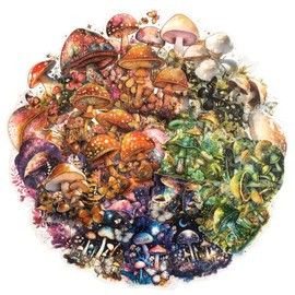 Yoksas 60Pcs Vintage Fantasy Forest Mushroom Stickers - Waterproof Clear Holographic Scrapbook Stickers for Junk Bullet Journal,Collage Album,Arts Crafts