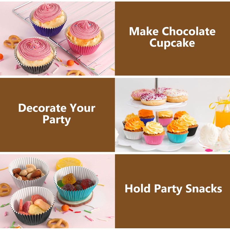 Gifbera Standard Pink Foil Cupcake Liners Wrappers Baking Cups for