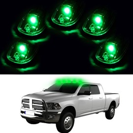 ECCPP Cab Marker Light 5 Pack Smoke Cab Marker Clearance Roof Running Top Light Covers and 5 Pack Green LED for 2003-2018 for Dodge for Ram 2500 3500