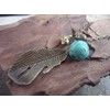 ✿ Blatt, Vogel & Howlite - lange Kette ✿ bronze