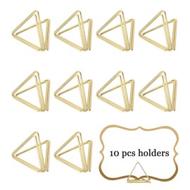 10 Pieces Place Card Holders Table Number Holder Triangle Shape Table Card Stand Photo Picture Holder Stand Clip for for Weddings,Parties,Home Decor(Gold,10PCS)