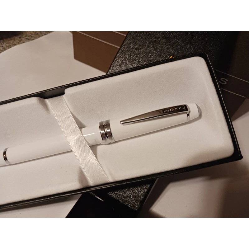 CROSS WHITE AND CHROME BAILEY ROLLERBALL PEN BRAND NEW DAD