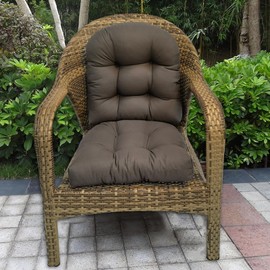 LOWEMN Waterproof Chair Cushions Set of 2 Outdoor,Tufted Thicken Weather and Fade Resistant Kitchen Seat Cushions,Patio Chair Pads for Garden Furniture Sofa Couch (Dark Grey)