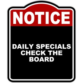 DAILY SPECIALS CHECK THE BOARD Notice Red Black Aluminum Composite Sign 8.5 x 10 inches