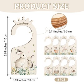 Baby Clothes Dividers for Closet - Set of 8 Wooden Baby Size Closet Dividers Newborn to 24 Months, Rabbits Babies Clothes Organizer for Boys Girl Nursery Decor Gender-Neutral Newborn Hangers Dividers