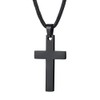 PROSTEEL Cross Necklace Men 22 inch Leather Rope Chains Black