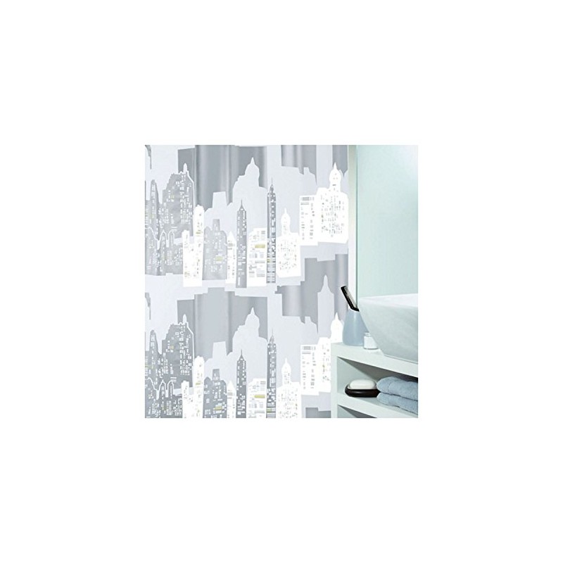 Spirella Skyline PEVA Opaque Plastic Shower Curtain, 180 x 200