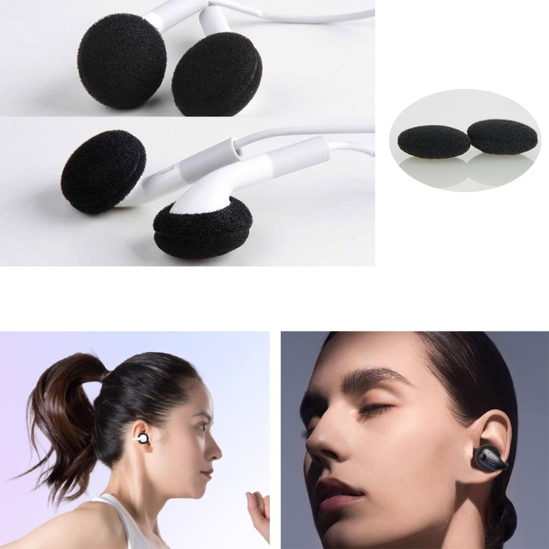 200 Black Sponge Headphone Covers, Replaceable Headphone Sponge Covers, Foam