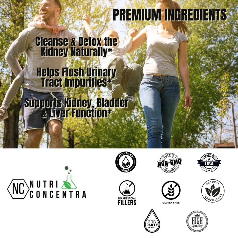 NutriConcentra Kidney stone Supplement, Detox, Cleanser, Improve Renal Function, 750