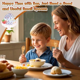 Wooden Spoons 6 PCS, Small Kids Spoons Table Spoons for Honey Ice Cream Coffee Soup Jam Tea - 5.7 inch / 14.5 cm