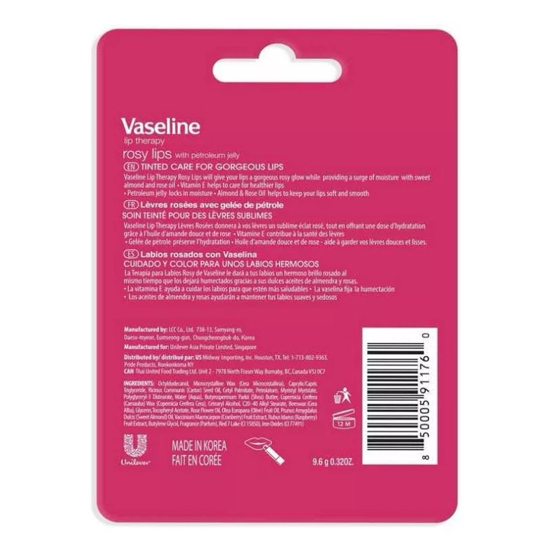 Unilever Vaselina Rosy Lip Therapy Stick Paquete De 2 Con