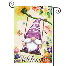 DMERBYL Spring Floral Garden Flags 12 x 18 Inch Double Sided Vertical Burlap Flag Spring Swinging Home Decorative Garden Flags Flower Butterfly Outside Decor (Only Flag)