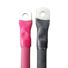 2/0 GAUGE 00 Gauge Copper Battery Cables Power Wire Auto, Marine, Inverters, RV, Solar (18" - 3/8" LUGS BOTH ENDS, BLACK)