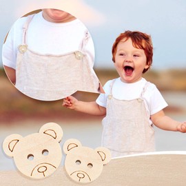 Qinsky Bärenknöpfe,100 Holzknöpfe Babyknöpfe Zum Stricken Originelle Knöpfe Für Babykleidung Kinder Strickjacken Basteln Holzknöpfe Zum Nähen Basteln Dekorationen Usw