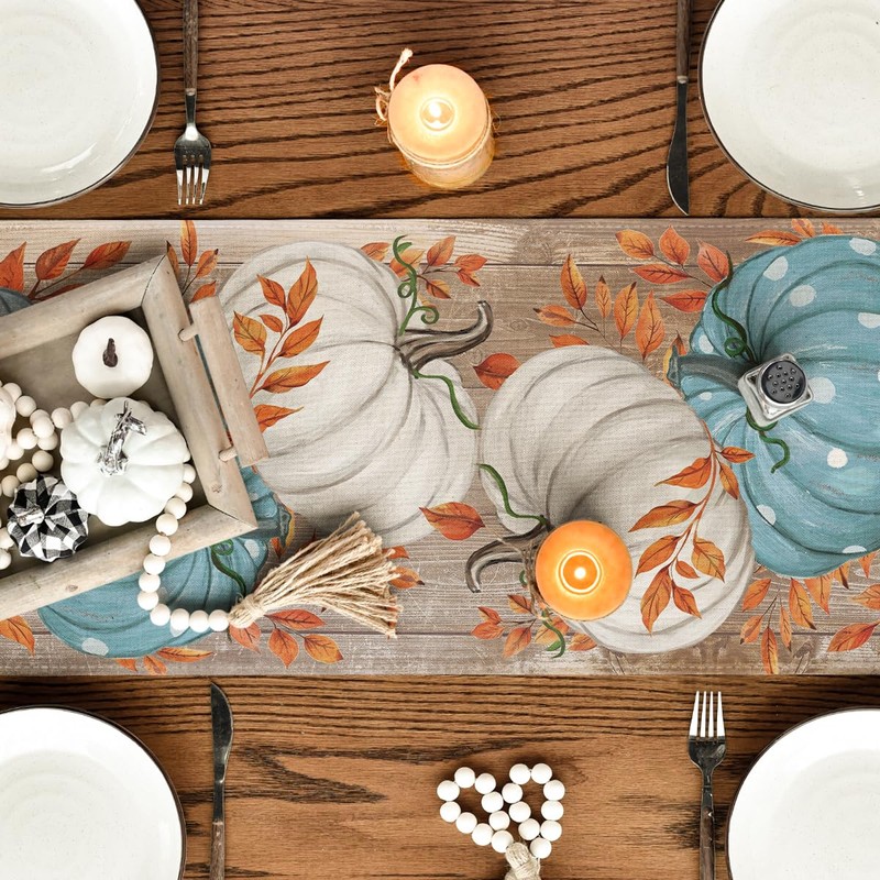 Artoid Mode Bule Polka Dot Pumpkins Eucalyptus Wood Fall Table