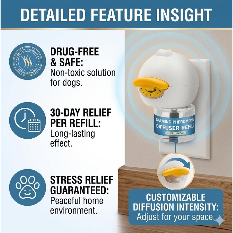Egdusns Dog Calming Diffuser for Dogs, 2 Diffusers + 4