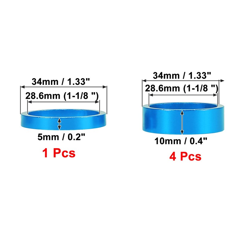 X AUTOHAUX 1 Set Bicycle Headset Spacer 28.6mm Fit for