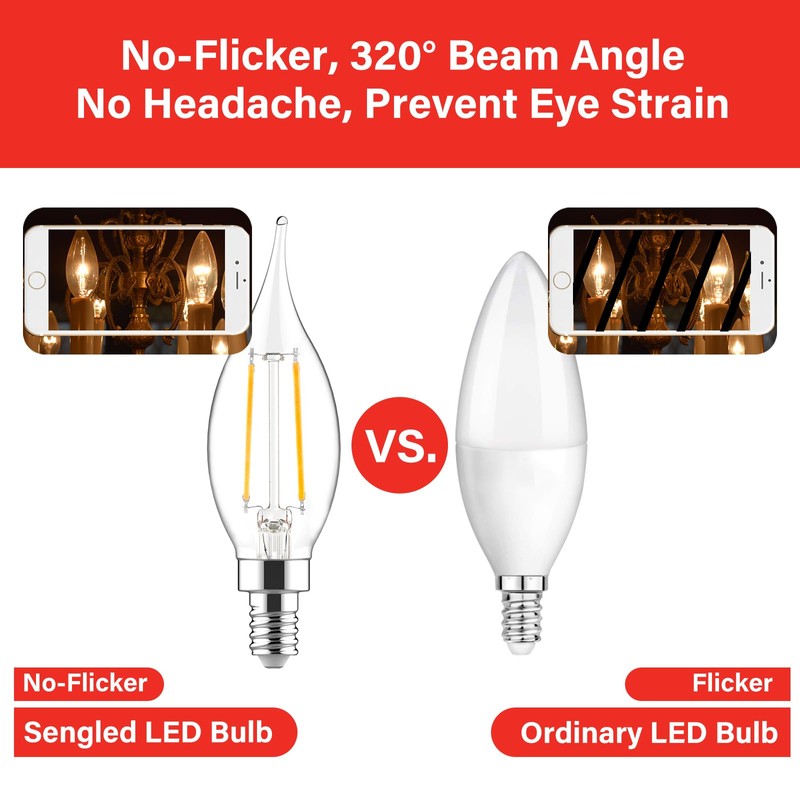 60W Equivalent Dimmable LED Chandelier Bulb - 4.5W 2700K Soft
