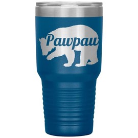 Pawpaw Bear Tumbler - Pawpaw Gift - 30oz Insulated Engraved Stainless Steel Pawpaw Tumbler Cup Blue