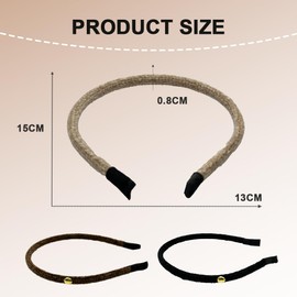 Pack of 3 Women's Hair Hoops, Velvet Headbands, Thin Headbands, Vintage Headbands, Hair Accessories Headbands, Headbands for Women and Girls