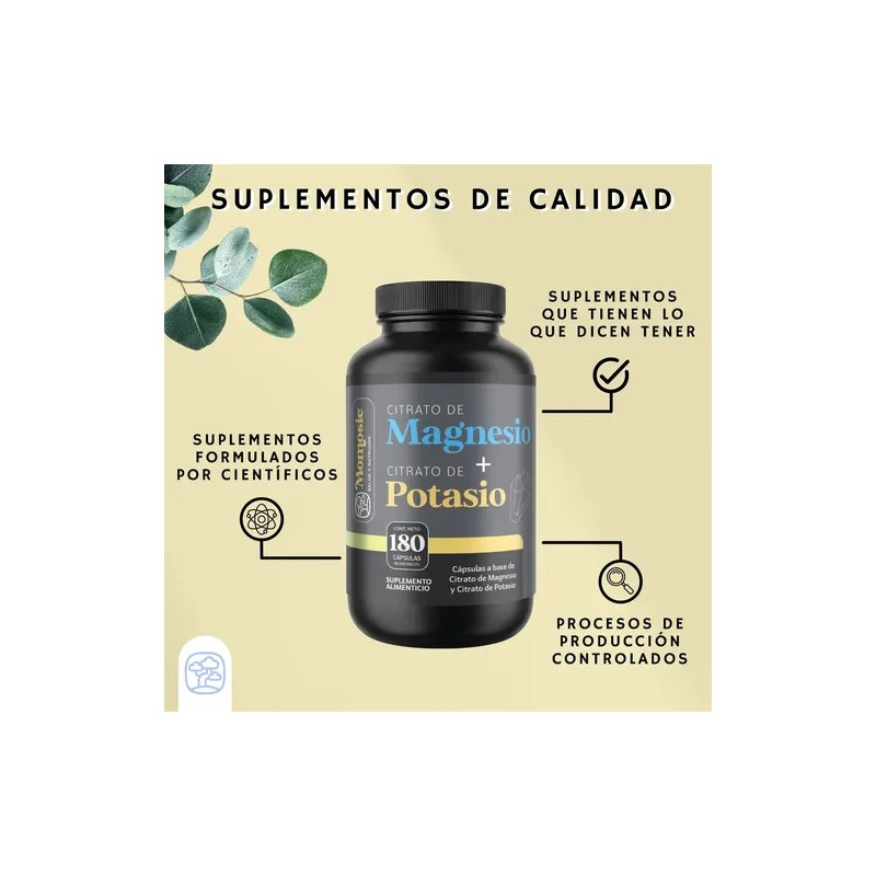 Citrato Magnesio Potasio Momosie Energía Balance 180 Cápsulas Alta Absorción