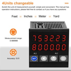 JIAWANSHUN Length Meter Counter Digital Length Counter Measured Unit in Feet Meter for Edge Banding Machine (Single wheel)