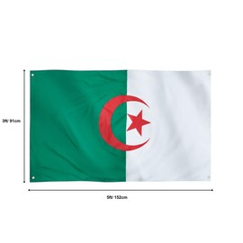 Runesol Algeria Flag, 91x152cm, 3ft x 5ft, 4 Grommets, Eyelet In Every Corner, Algerian Flag, العلم الجزائري, National Flag Of Algeria, Yennayer, Premium Flags, Inside, Outside, Vivid Colours