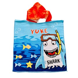 Genérico Toalla Intantil con Capucha,Poncho de Playa y Natacion, Bata de Baño para Niños y Niñas (Tiburon-Buzo)
