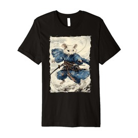 Samurai Mouse Art - Ukiyo-e Warrior Premium T-Shirt