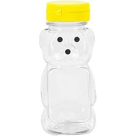 Zhhuoc 2Pcs Yellow 8 Oz Plastic Bear Honey Bottle Jars, Empty Honey Squeeze Bottle with Flip-top Lid for Storing and Dispensing, Flap Caps for Storing Garlic