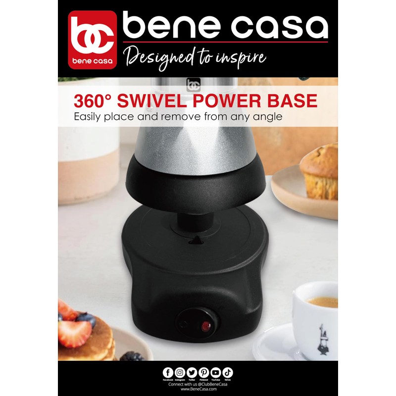 Bene Casa Silver Portable Electric Espresso Maker/Cafetera, 1-3 Cups/Shots (1,