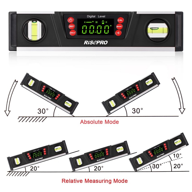 Digital Magnetic Spirit Level and Protractor - RISEPRO 10" IP54
