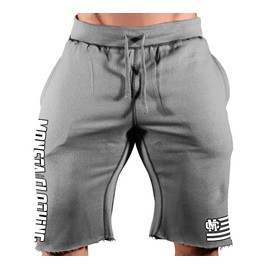 Monsta Clothing Co. MC-Crest Flag-307 Sweatshorts (Charcoal Sweatshorts/White & Black Art, X-Large)