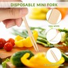 Ktxaby 300Pcs Mini Bamboo Appetizer Forks,8.9cm Disposable Mini Fork for