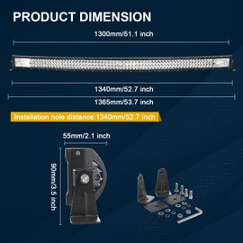 SKYWORLD 7D 52 inch 675 W Off Road Curved LED Light Bar 12V 24V,4in 2x36W Spot Led Bar/Work Lights Car Lighting Boat Lightbar with Wiring Harness Kit for Car SUV UTV Tractor Truck 4x4 4WD