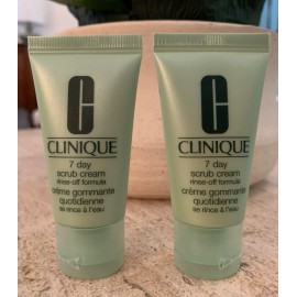Clinique 2x Clinique 7 Day Scrub Cream Rinse-Off Formula Large Travel Size Tube 1oz /30ml