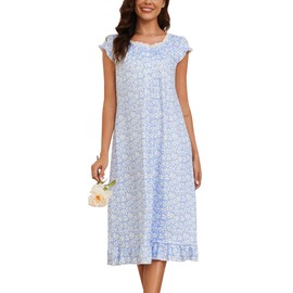 Marvmys Long Nightgowns for Women Lounge Dress Mumu House Dresses Dusters Moo Moos for Women Old Lady Night Gown