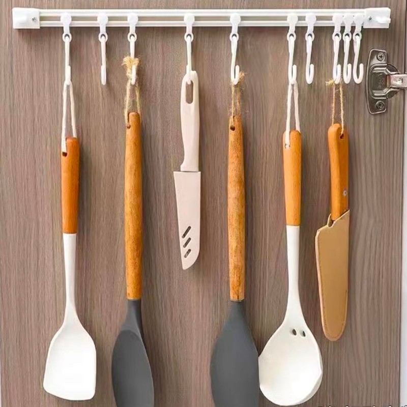 TTYGRHQ 2Pcs Multifunctional Slide Rail Hook, Adhesive Wall Hooks Rack