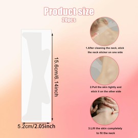 20pcs Invisible Neck Lift Tape, Semi-Transparent Neck Tightening Strips Reusable Skin Wrinkle Patches for Saggy Skin & Wrinkles