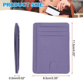 PATIKIL Minimalist Slim Wallet, Leather Front Pocket RFID Blocking Wallet Credit Card Holder Money Clip with ID Window for Men & Women, Light Purple