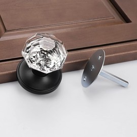 1 Pack Oil Rubbed Bronze Dummy Door Knobs Crystal Glass Door Knobs No Turning Inactive Interior Door Handles Octagon Shape