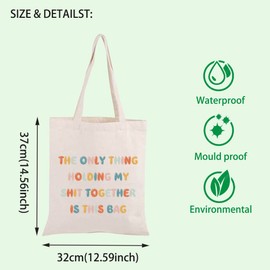 FOTAP Sarcastic Tote Bag The Only Thing Holding My Sht Together Is This Bag Sarcastic Qoute Shopping Bag Stress Relief Gift Weekender Bag (Sh*t together tote)